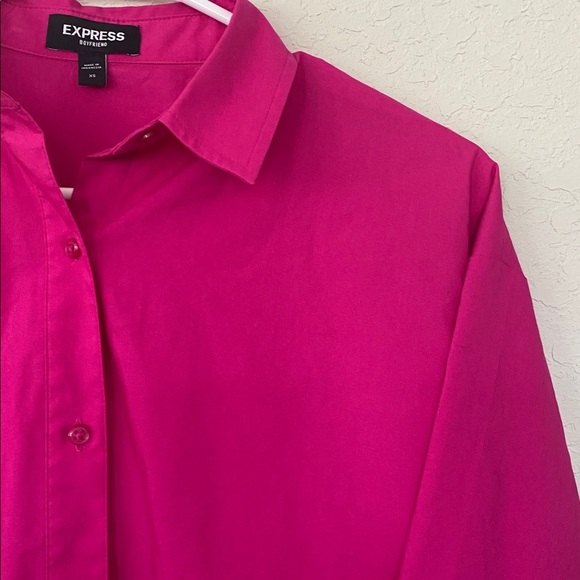 Preppy Express Magenta Button-Up Blouse, Office Wear - Picture 3 of 4